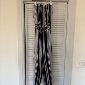 Socialite Navy and White Striped Jumpsuit